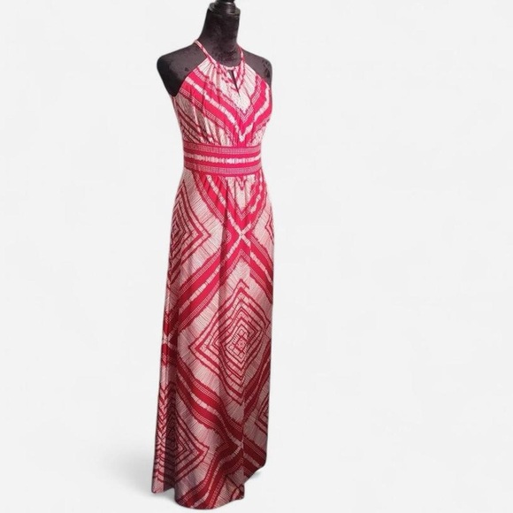 London Style red and white maxi dress size 4 extra flowy - Picture 2 of 5